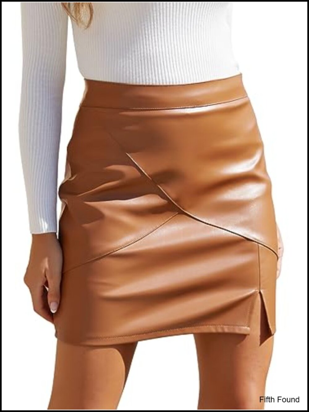 Faux Leather High Waisted Bodycon Pencil Mini Skirt with Shorts